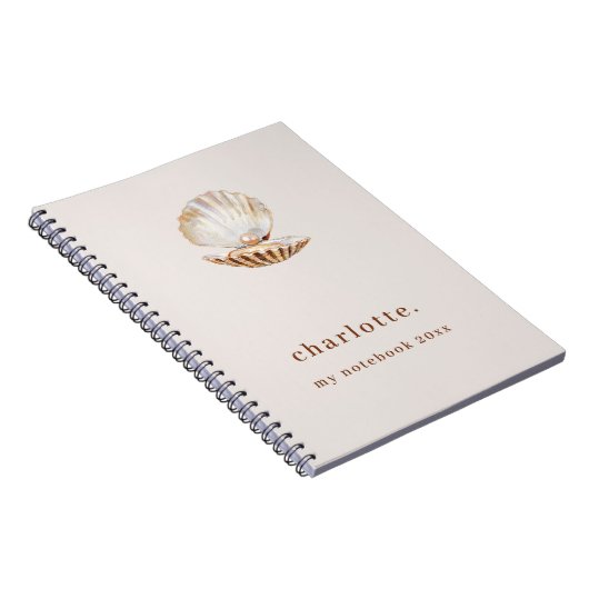 Zee shell parel beige modern notitieboek (Rechterzijde)