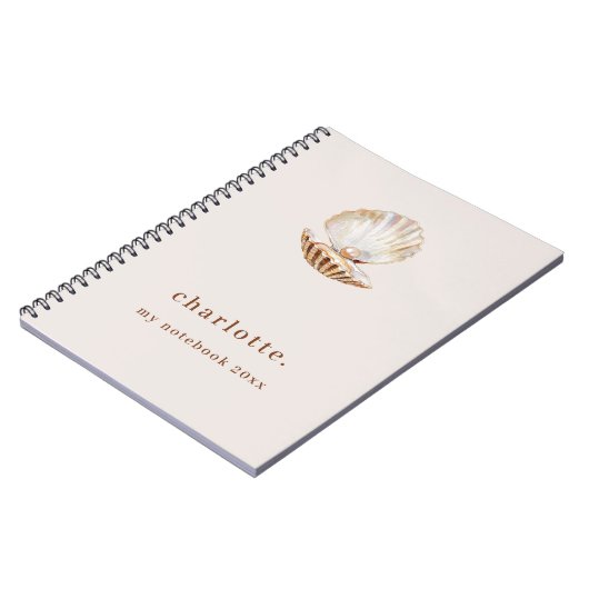 Zee shell parel beige modern notitieboek (Linkerzijde)