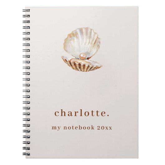 Zee shell parel beige modern notitieboek (Voorkant)