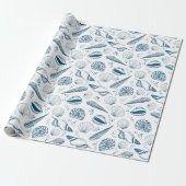 Zee shell patroon cadeaupapier (Uitgerold)