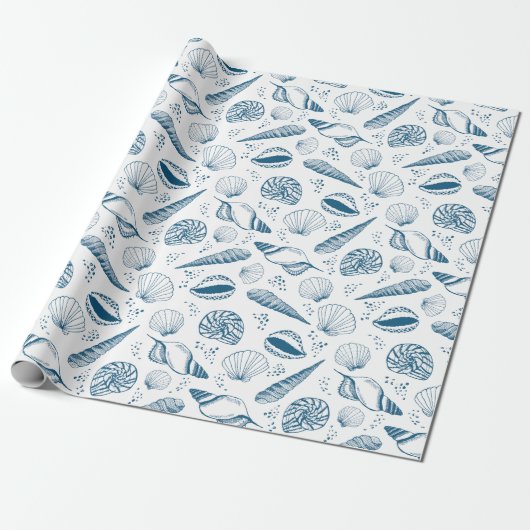 Zee shell patroon cadeaupapier (Uitgerold)