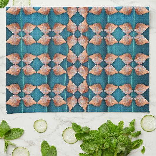 Zee Shell Pattern, blauw Theedoek (Gevouwen)