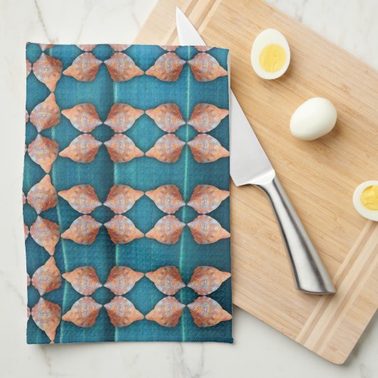 Zee Shell Pattern, blauw Theedoek (Quarter Fold)