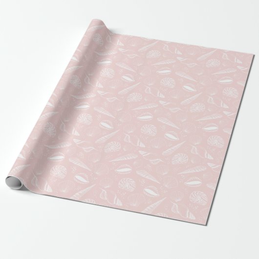 Zee Shell Roze oceaan strandpatroon Cadeaupapier (Uitgerold)