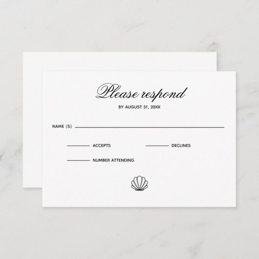 Zee Shell - RSVP-kaart RSVP Kaartje (Voorkant / Achterkant)