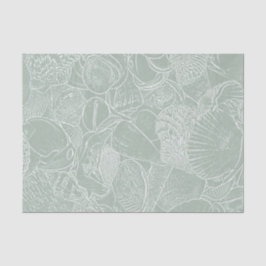Zee Shell Sage Green Coastal Beach Decoupage Tissuepapier