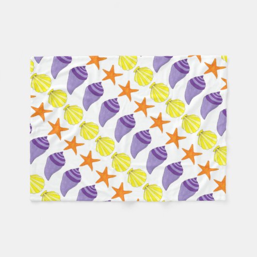 Zee Shell Seashell Conch Starfish Beach House Fleece Deken (Voorkant (Horizontaal))