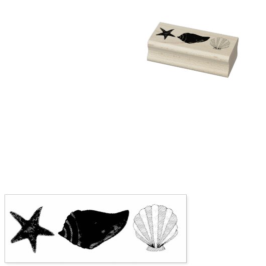 Zee Shell Seashell Conch Starfish Beach Ocean Rubberstempel (Gestempeld)