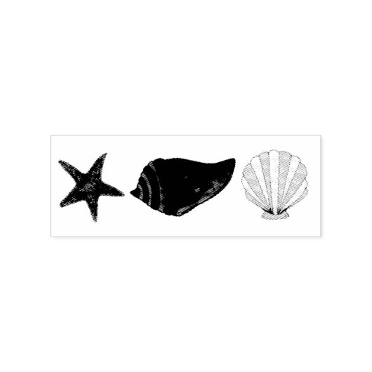Zee Shell Seashell Conch Starfish Beach Ocean Rubberstempel (Afrduk)