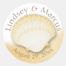 Zee Shell Sparkle Gold Beach Ronde Sticker