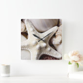 Zee Shell Starfish Background - Beach Shells Vierkante Klok (Huis)