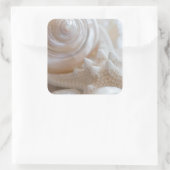Zee Shell & Starfish Background - Beach Shells Vierkante Sticker (Tas)
