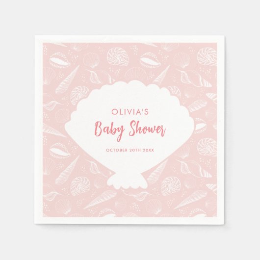 Zee Shell Strand Roze Meisjes Oceaan Baby shower Servet (Voorkant)