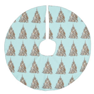Zee Shell Tree Skirt Imitatie Linnen Kerstboom Rok