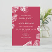 Zee Shell Viva Magenta Summer Weddenschap Kaart (Staand voorkant)