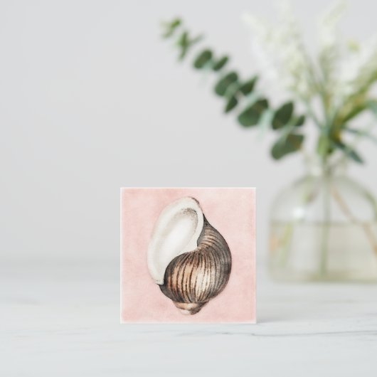 Zee Shell - Waterverf Kerkoraalstrand Vierkante Visitekaartje (Staand voorkant)
