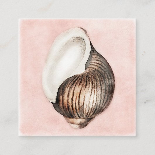 Zee Shell - Waterverf Kerkoraalstrand Vierkante Visitekaartje (Voorkant)
