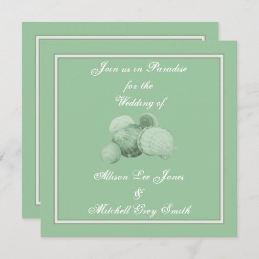 Zee Shell Wedding Invitation Kaart (Voorkant / Achterkant)