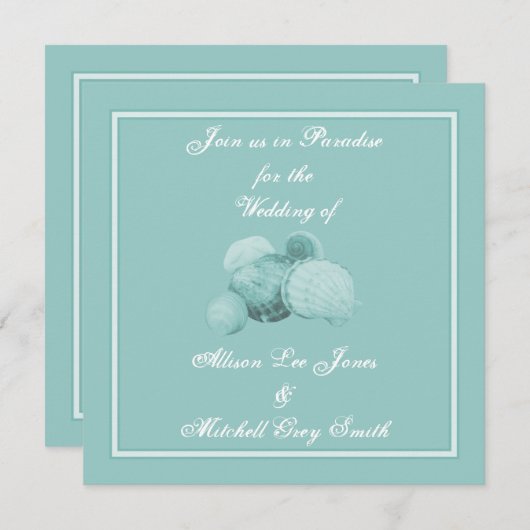 Zee Shell Wedding Invitation Kaart (Voorkant / Achterkant)