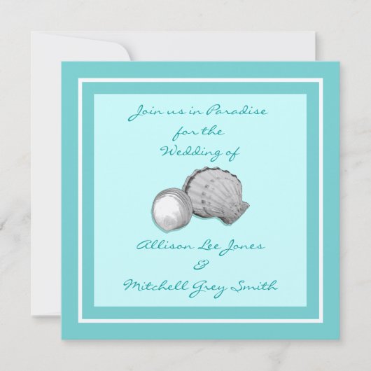Zee Shell Wedding Invitation Kaart (Voorkant)