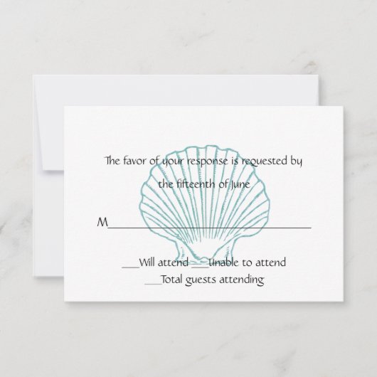 Zee Shell Wedding Response Card RSVP Kaartje (Voorkant)
