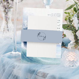 Zee Shell Zeepaardje Nautische Monogram Strand Bru Uitnodigingen Wikkel