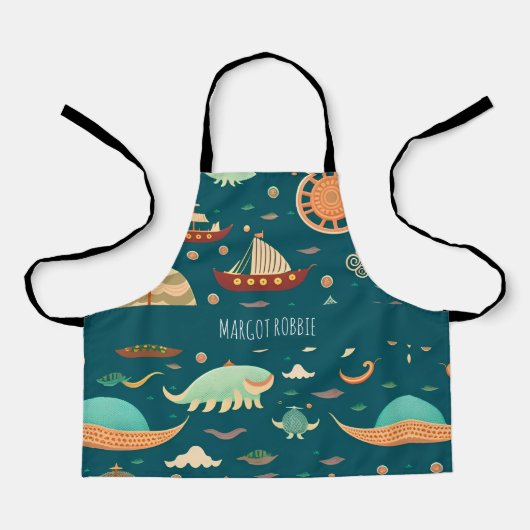 Zee Ships and Whales Retro Pattern Schort (Voorkant)