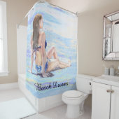 *~* Zee Shore Beach Woman Sun bathe AR29 Douchegordijn (In situ)