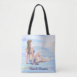 *~* Zee Shore Beach Woman Sun bathe AR29 Tote Bag