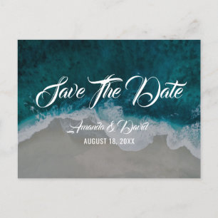Zee Shore Destination Beach Wedding Bewaar de datu Aankondigingskaart