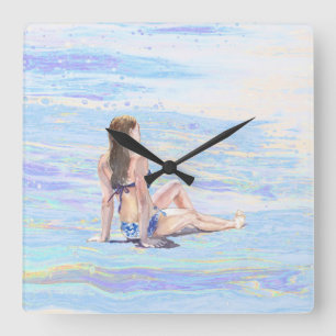 *~* Zee Shore Ocean Woman AR29 Beach Vierkante Klok