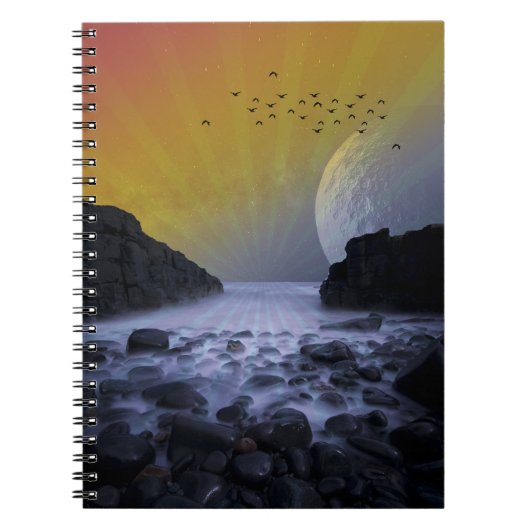 ZEE SHORE ROCK COAST  MOON SUNSET NATUUR NOTITIEBOEK (Voorkant)