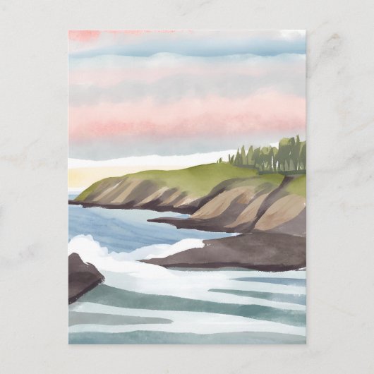 Zee Shore | schilderij van de Waterverf aan de kus Briefkaart (Voorkant)