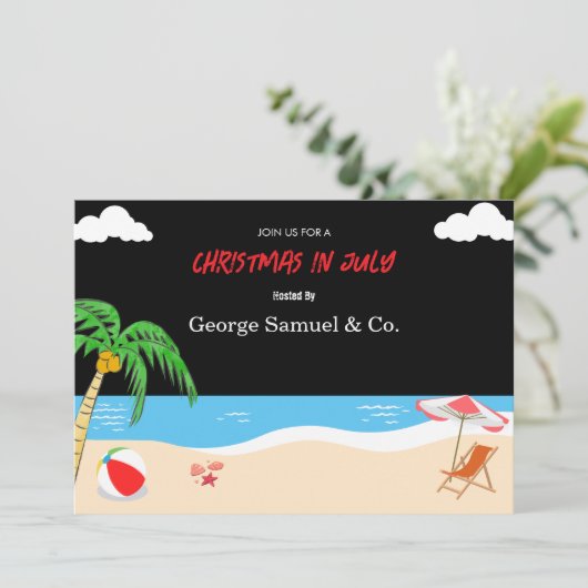 Zee Side Christmas in juli Aangepaste naam Log & t Kaart (Staand voorkant)