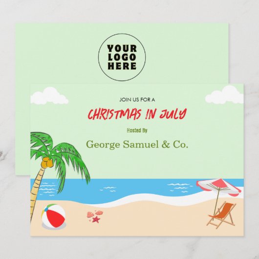 Zee Side Christmas in juli Aangepaste naam Log & t Kaart (Voorkant / Achterkant)