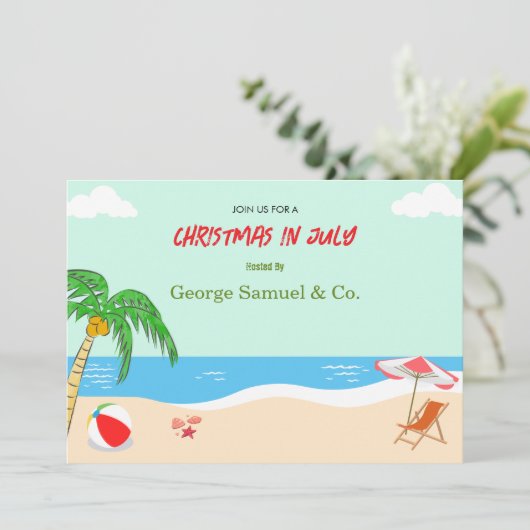 Zee Side Christmas in juli Aangepaste naam Log & t Kaart (Staand voorkant)