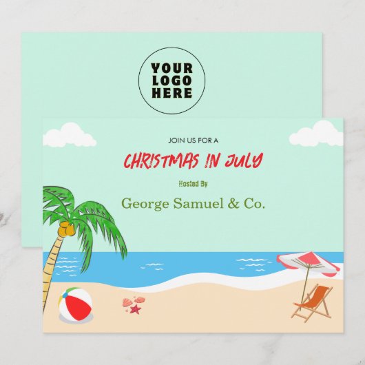 Zee Side Christmas in juli Aangepaste naam Log & t Kaart (Voorkant / Achterkant)