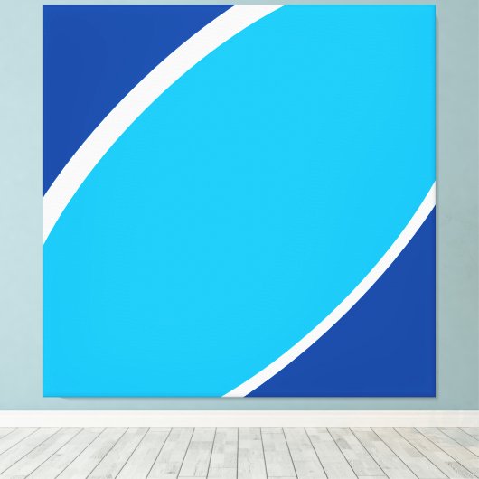 Zee Sky. Abstracte tweekleurige blauw wit vet curv Canvas Afdruk (Insitu (Houten vloer))