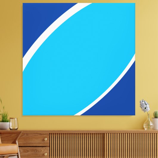 Zee Sky. Abstracte tweekleurige blauw wit vet curv Canvas Afdruk (Insitu (Woonkamer))