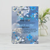 Zee &sky Blauw & Wit Verjaardag Uitnodiging Modern (Staand voorkant)