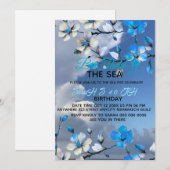Zee &sky Blauw & Wit Verjaardag Uitnodiging Modern (Voorkant / Achterkant)