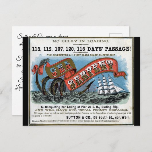 Zee Slang Clipper Zeilen Briefkaart (Voorkant / Achterkant)