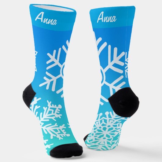 zee sneeuwvlokken sokken (Gebogen)