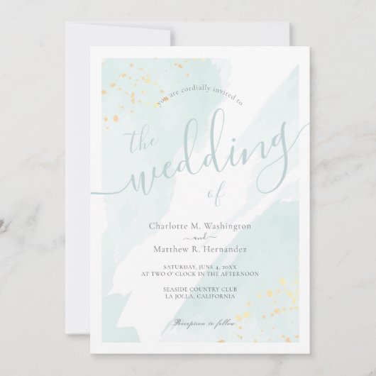 Zee Splash Waterverf Bord Turquoise Blue Wedding Kaart (Voorkant)