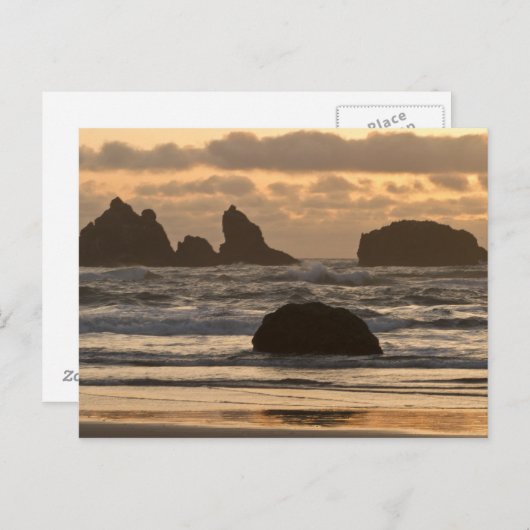 Zee stacks op het strand in Bandon, Oregon Briefkaart (Voorkant / Achterkant)