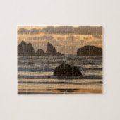 Zee stacks op het strand in Bandon, Oregon Legpuzzel (Horizontaal)
