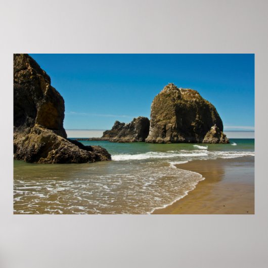 Zee stapels, laag tij, Oceanside, Oregon, VS Poster (Voorkant)