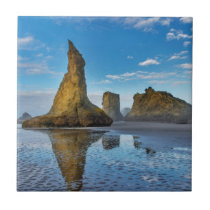 Zee stapels op Bandon Beach in Bandon, Oregon 3 Tegeltje