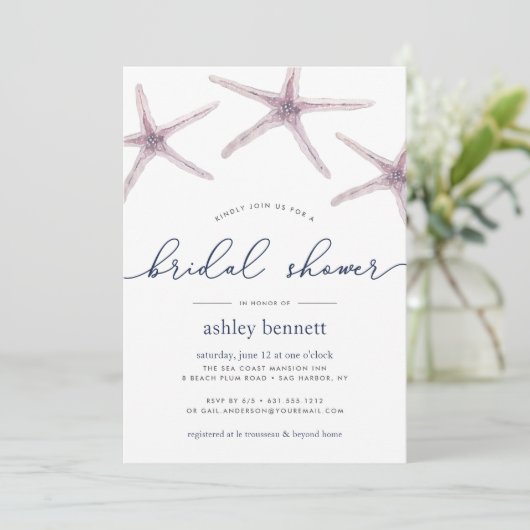 Zee Star bruids doucheuitnodiging Kaart (Staand voorkant)