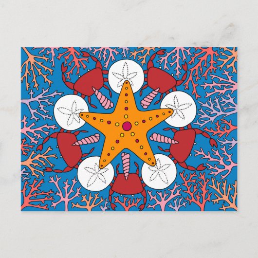 Zee Star en koraal Briefkaart (Voorkant)